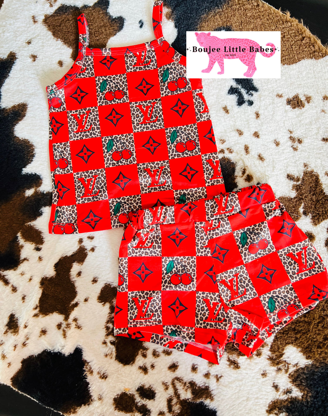 “Boujee Cherries” Tank Top & Short Set (RTS)