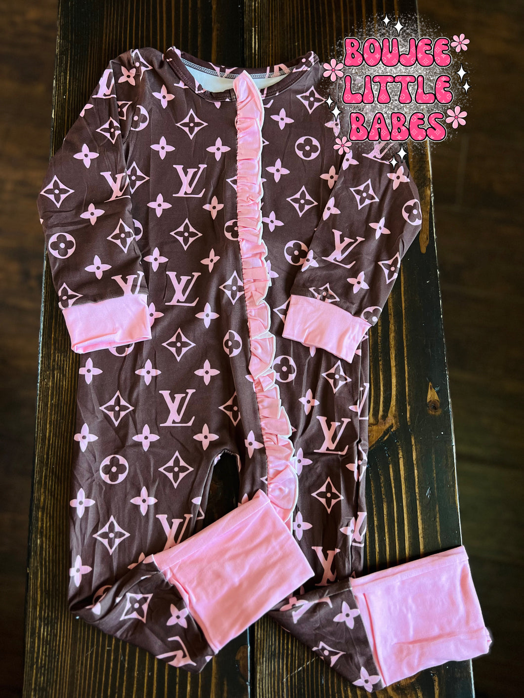 “Pink & Brown” Ruffled Sleeper ✨RTS✨