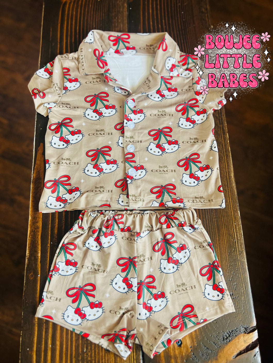 “HK” Buttom Up T-Shirt & Short Set ✨RTS✨