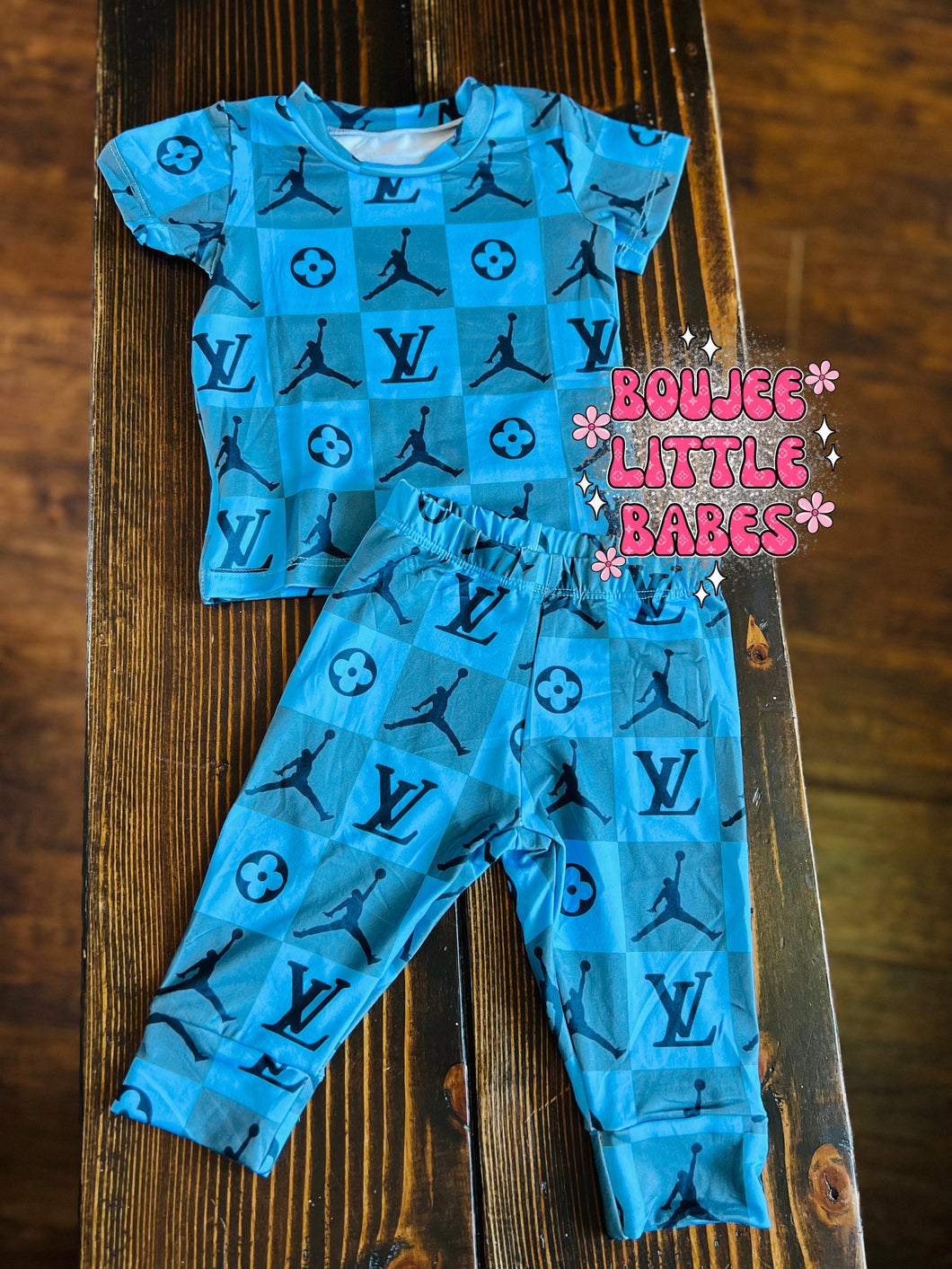“Blue J” Short Sleeve Lounge Set ✨RTS✨