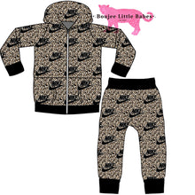 Load image into Gallery viewer, “Black Swoosh” Zip Up Hoodie &amp; Jogger Set (RTS)
